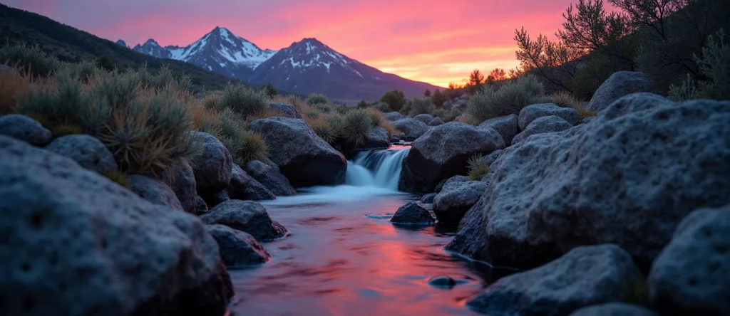 Symbolizing Flow/Cleansing: A local Manzanita hidden small waterfall. - AI Generated