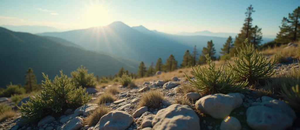 Symbolizing Identity/Local: A local Bitterbrush Sierra Nevada skyline. - AI Generated