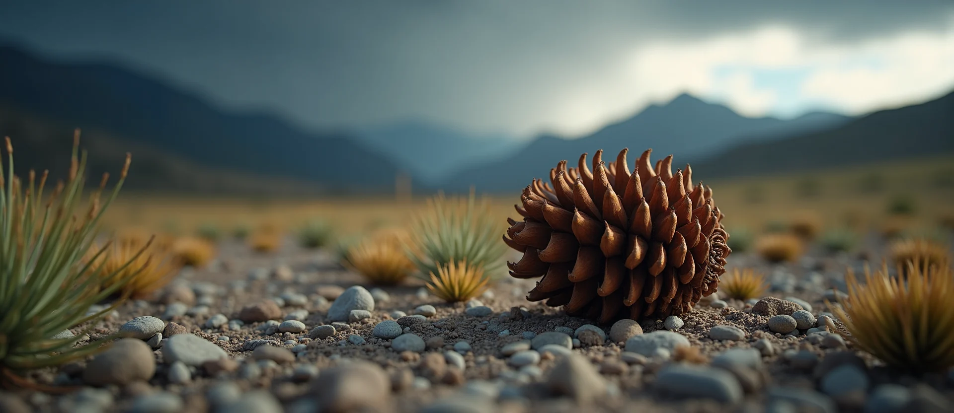 Symbolizing Seed/New Beginning: A local Indian Paintbrush opening pine cone. - AI Generated