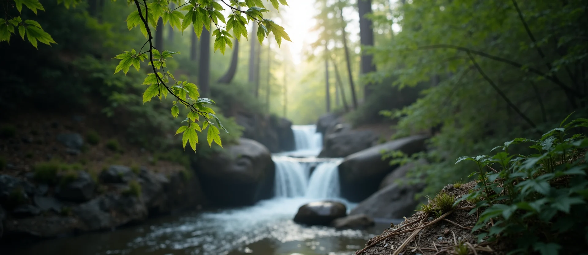 Symbolizing Flow/Cleansing: A local Manzanita hidden small waterfall. - AI Generated