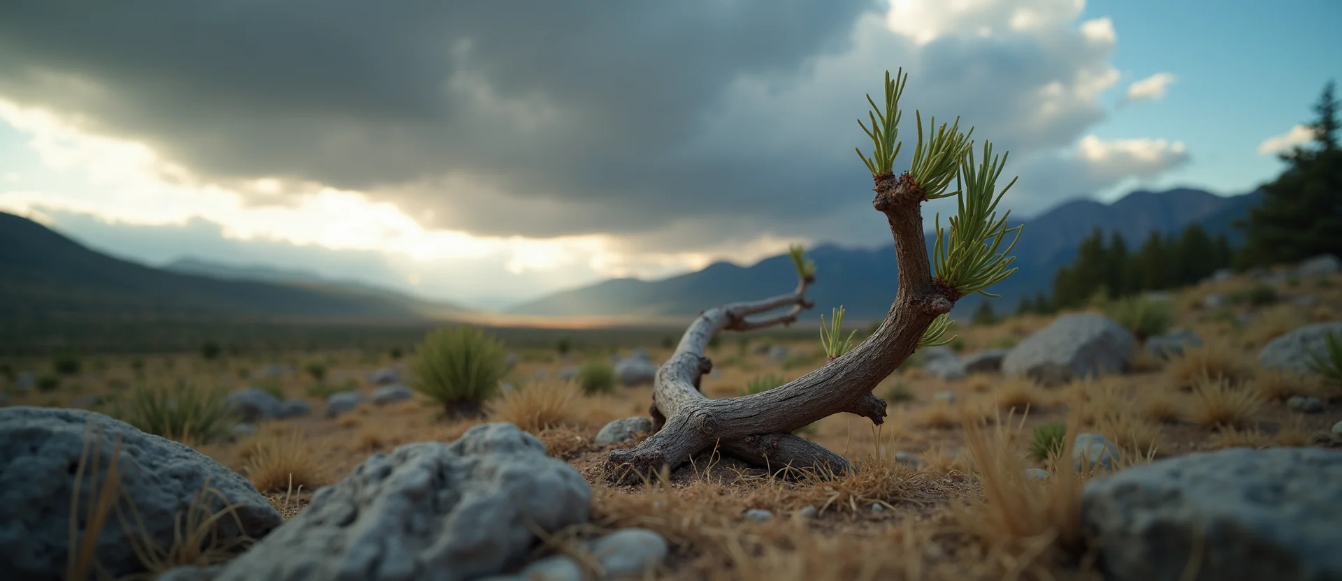 Symbolizing Growth/Resilience: A local Desert Peach new branch reaching for the sky. - AI Generated