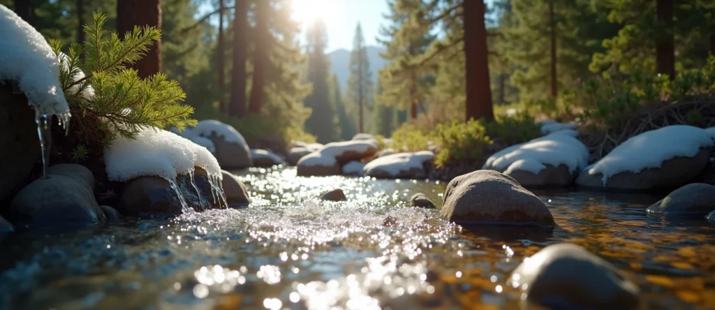 Symbolizing Flow/Cleansing: A local Desert Peach babbling mountain creek. - AI Generated