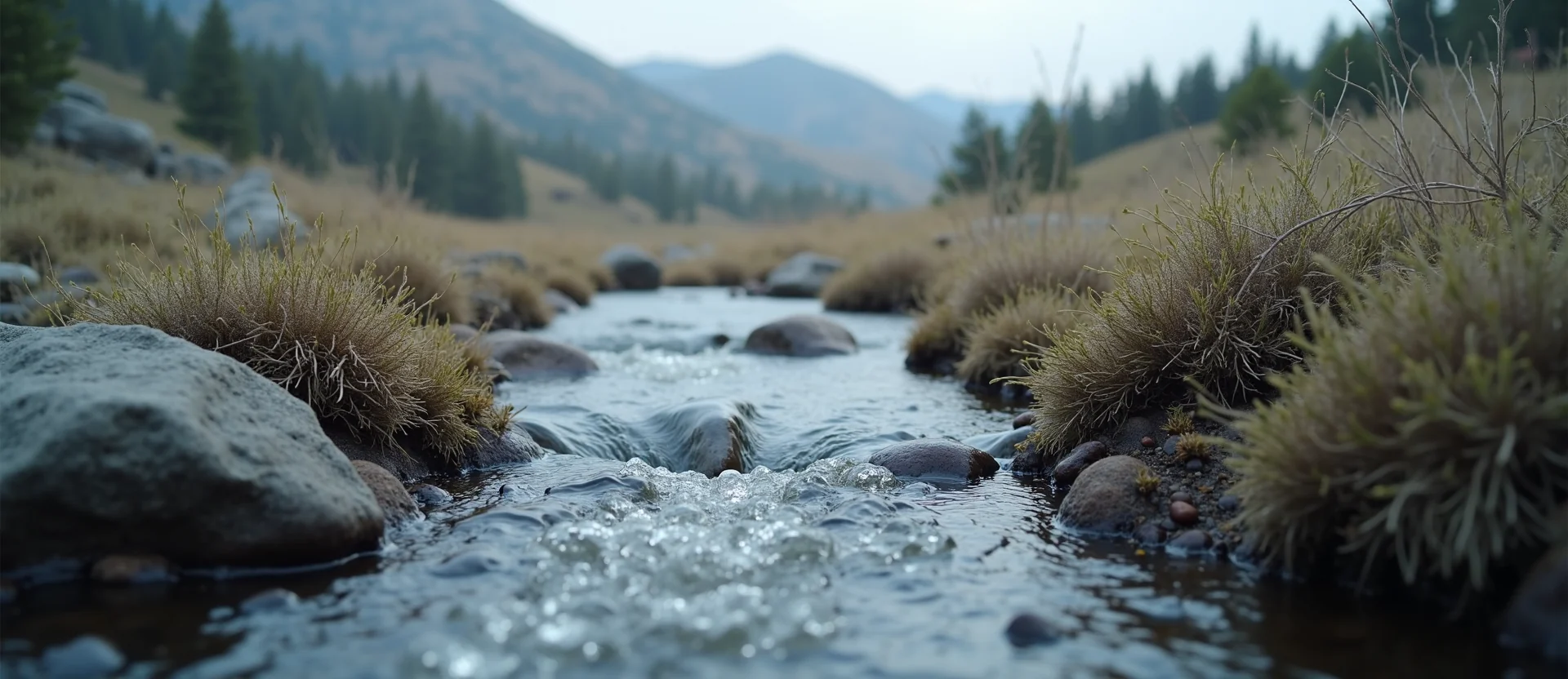 Symbolizing Flow/Cleansing: A local Mountain Mahogany babbling mountain creek. - AI Generated