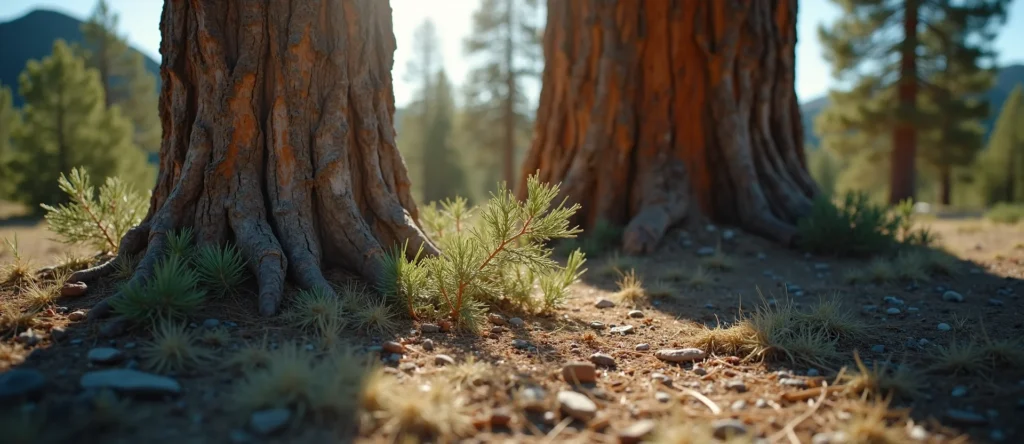 Symbolizing Growth/Resilience: A local Mountain Mahogany sturdy weathered tree trunk. - AI Generated