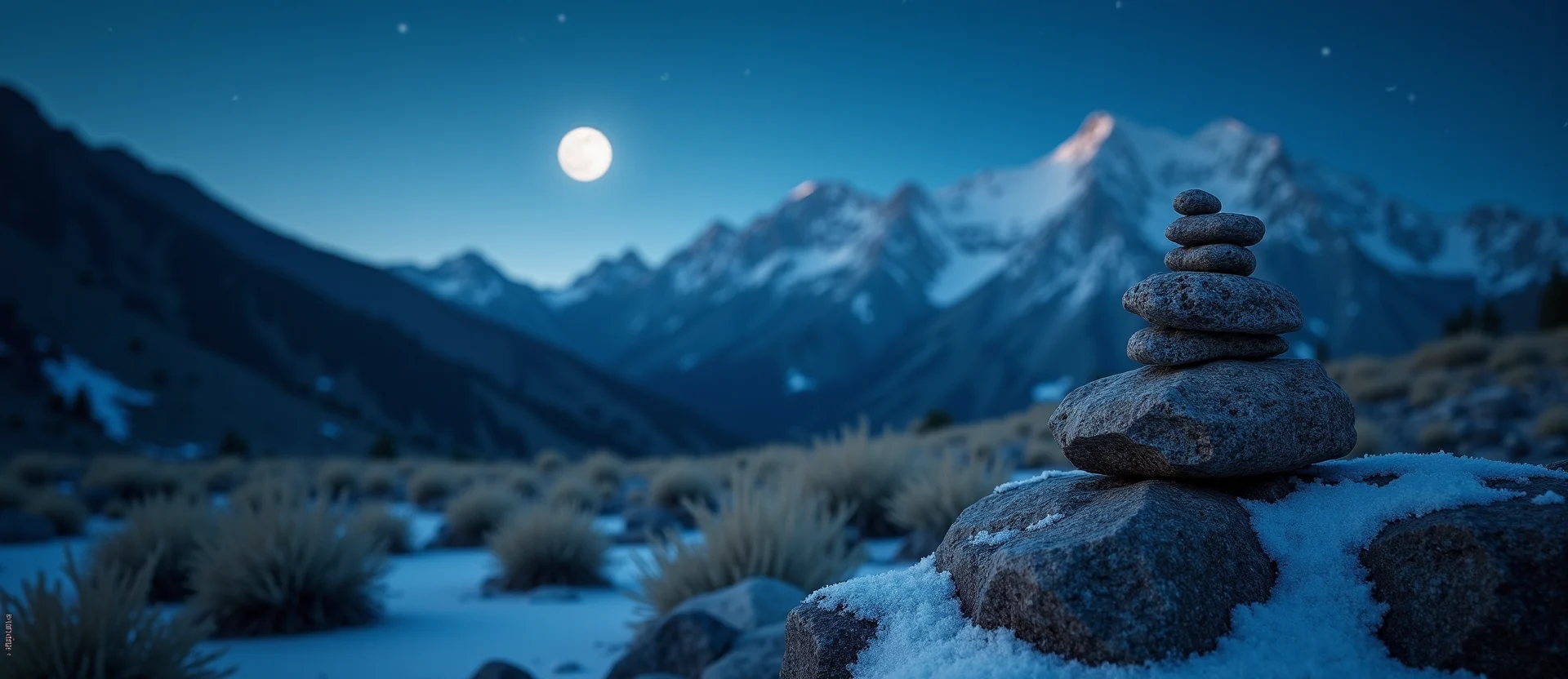 Symbolizing Stability/Peak: A local Bitterbrush ancient rock cairn. - AI Generated