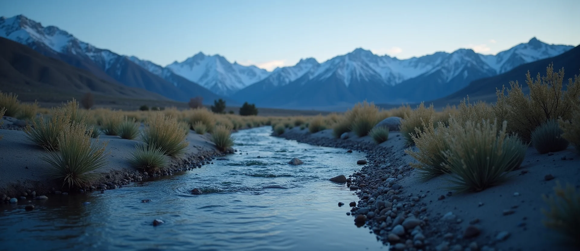 Symbolizing Flow/Cleansing: A local Indian Paintbrush clear cold snowmelt stream. - AI Generated