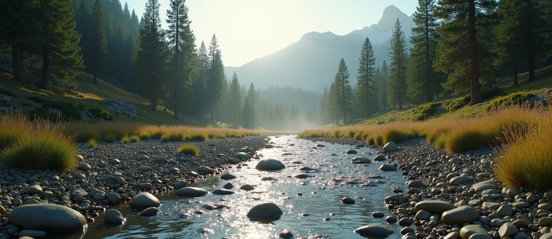 Symbolizing Flow/Cleansing: A local Ponderosa Pine babbling mountain creek. - AI Generated