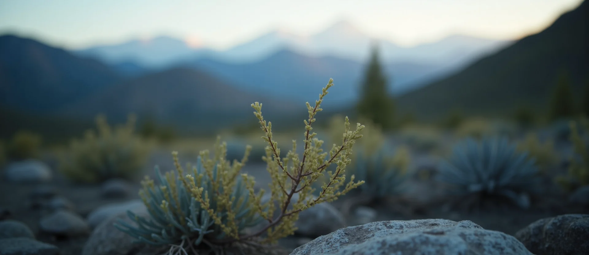 Symbolizing Growth/Resilience: A local Bitterbrush new branch reaching for the sky. - AI Generated