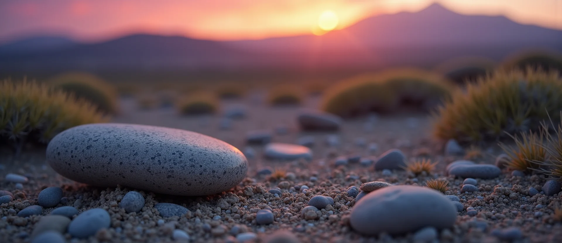 Symbolizing Flow/Cleansing: A local Bitterbrush smooth Truckee river stones. - AI Generated