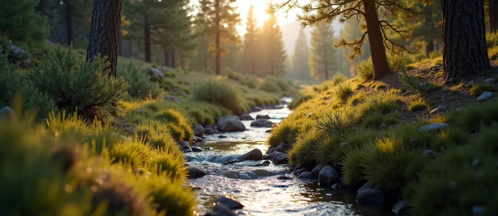 Symbolizing Flow/Cleansing: A local Sagebrush (Artemisia tridentata) babbling mountain creek. - AI Generated