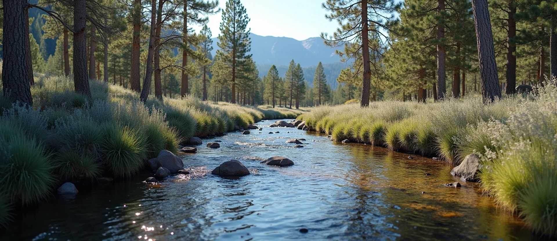 Symbolizing Flow/Cleansing: A local Quaking Aspen clear cold snowmelt stream. - AI Generated