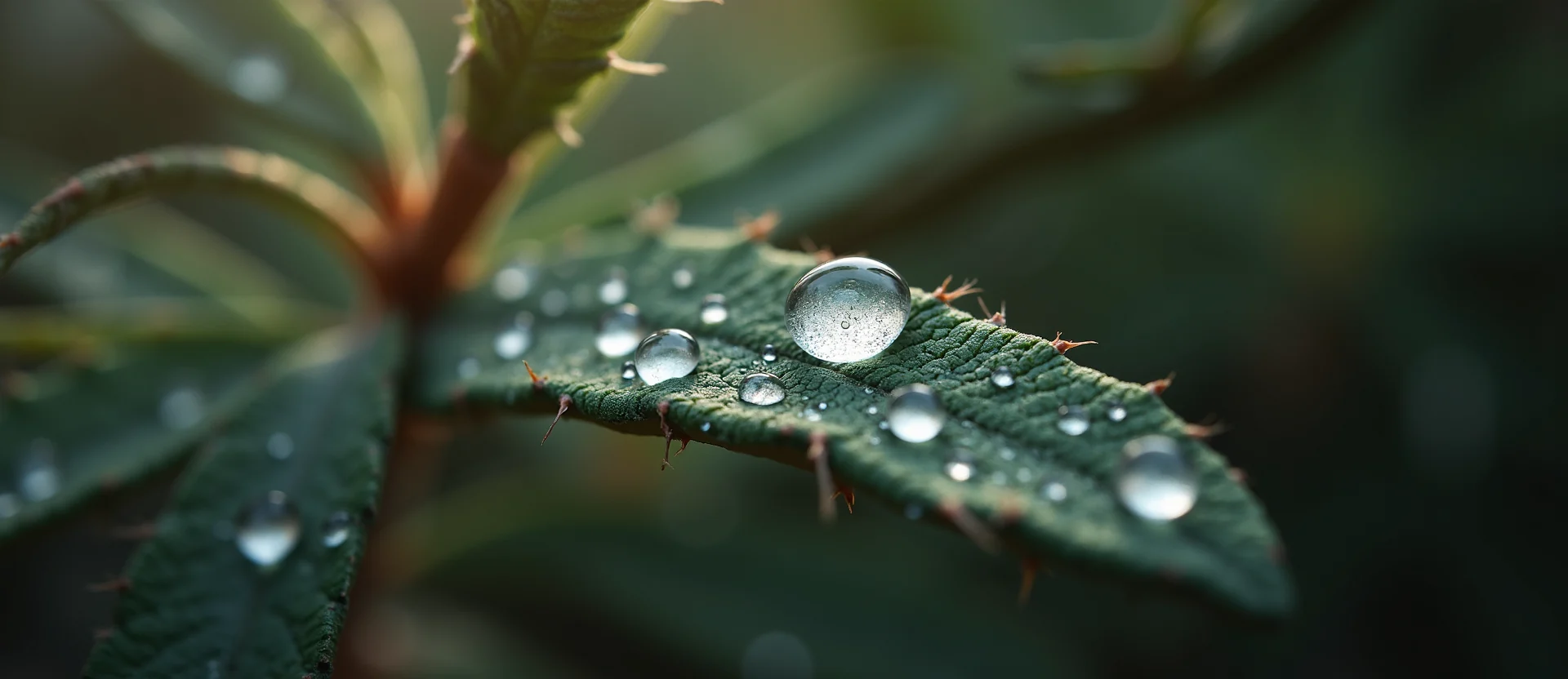 Symbolizing Flow/Cleansing: A local Sierra Juniper raindrops on desert leaves. - AI Generated
