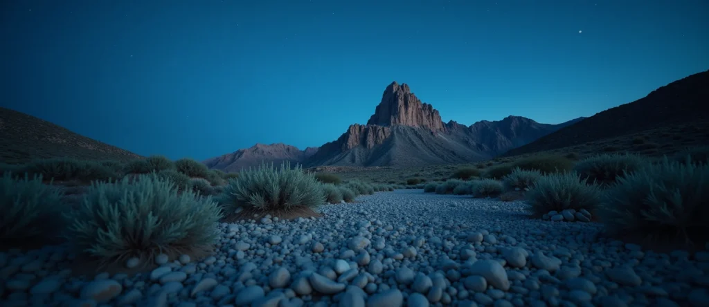 Symbolizing Stability/Peak: A local Desert Peach jagged granite peak. - AI Generated