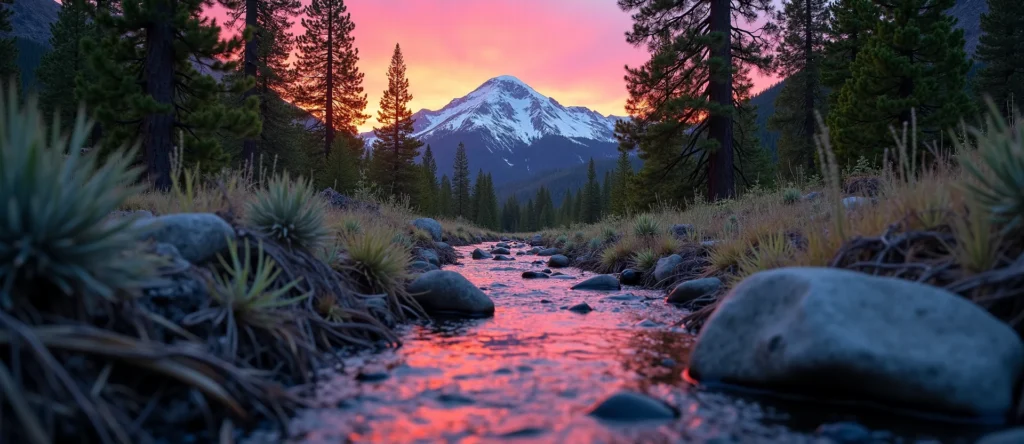 Symbolizing Flow/Cleansing: A local Desert Peach clear cold snowmelt stream. - AI Generated