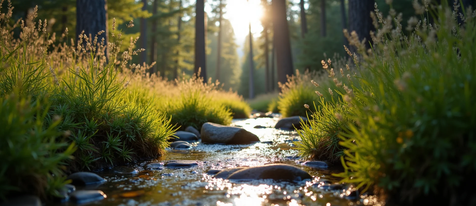 Symbolizing Flow/Cleansing: A local Indian Paintbrush babbling mountain creek. - AI Generated