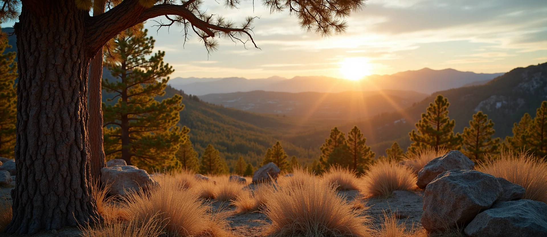 Symbolizing Stability/Peak: A local Manzanita distant Sierra horizon. - AI Generated