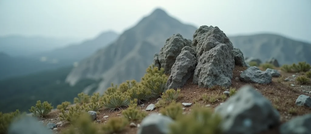 Symbolizing Stability/Peak: A local Rabbitbrush jagged granite peak. - AI Generated