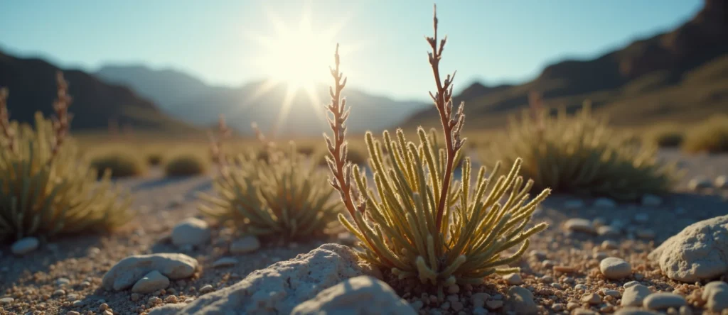 Symbolizing Growth/Resilience: A local Desert Peach new branch reaching for the sky. - AI Generated