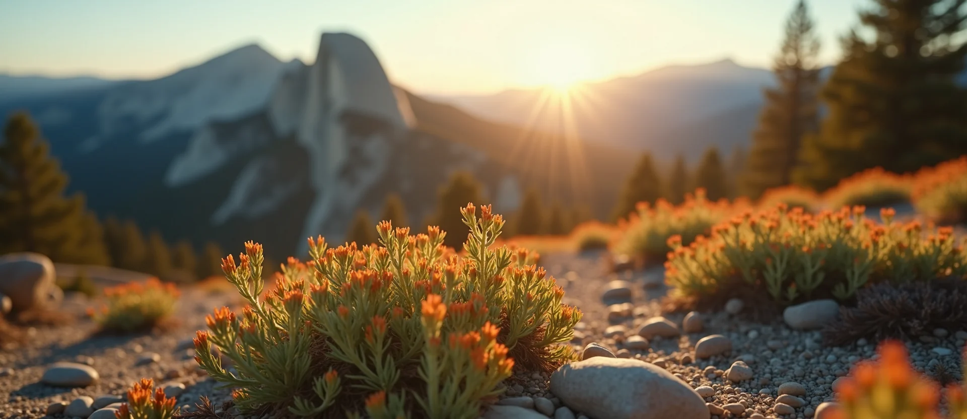 Symbolizing Stability/Peak: A local Indian Paintbrush jagged granite peak. - AI Generated