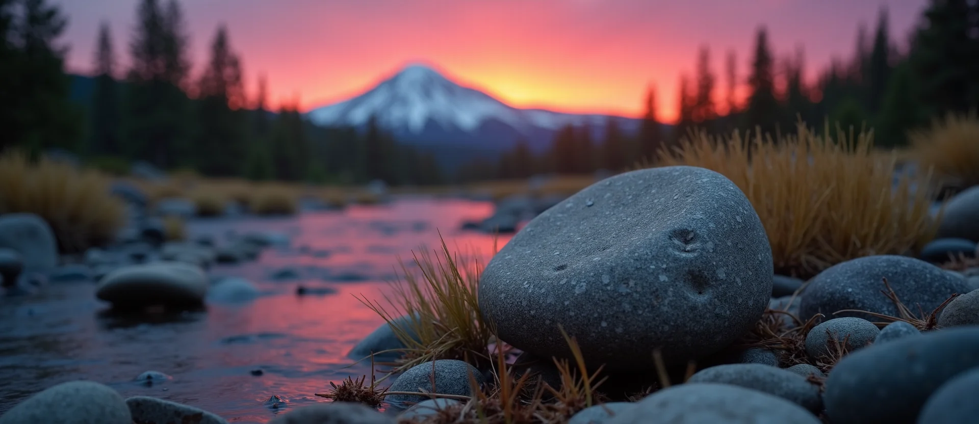 Symbolizing Flow/Cleansing: A local Rabbitbrush smooth Truckee river stones. - AI Generated