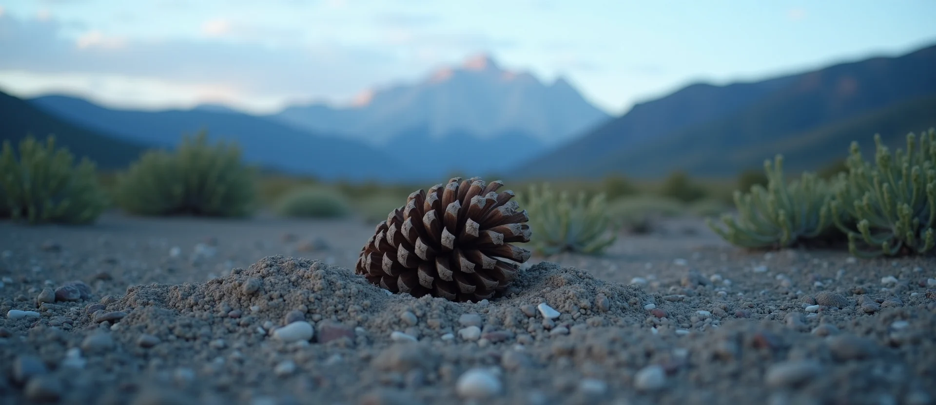 Symbolizing Seed/New Beginning: A local Bitterbrush opening pine cone. - AI Generated