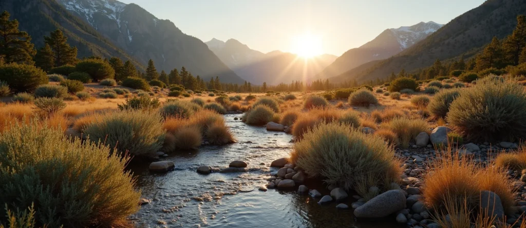 Symbolizing Flow/Cleansing: A local Bitterbrush babbling mountain creek. - AI Generated