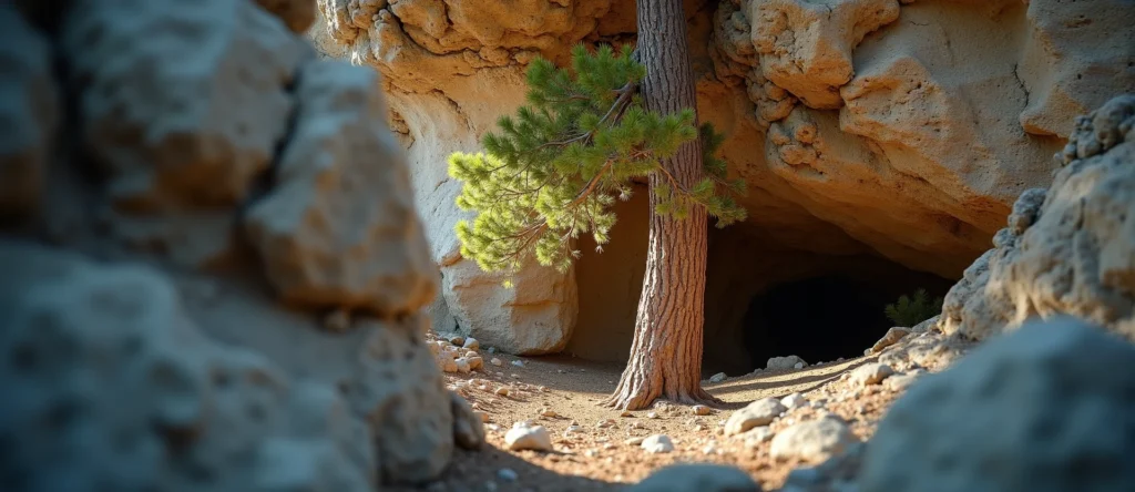 Symbolizing Growth/Resilience: A local Sierra Juniper tree growing out of a rock cleft. - AI Generated