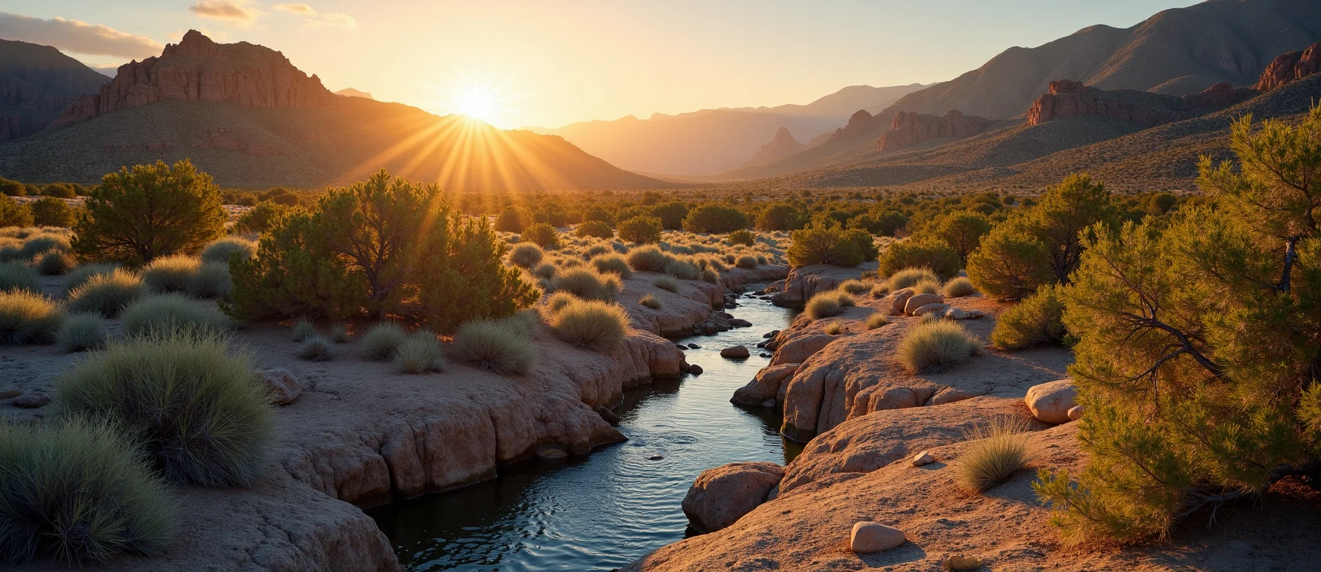 Symbolizing Flow/Cleansing: A local Sagebrush (Artemisia tridentata) hidden small waterfall. - AI Generated
