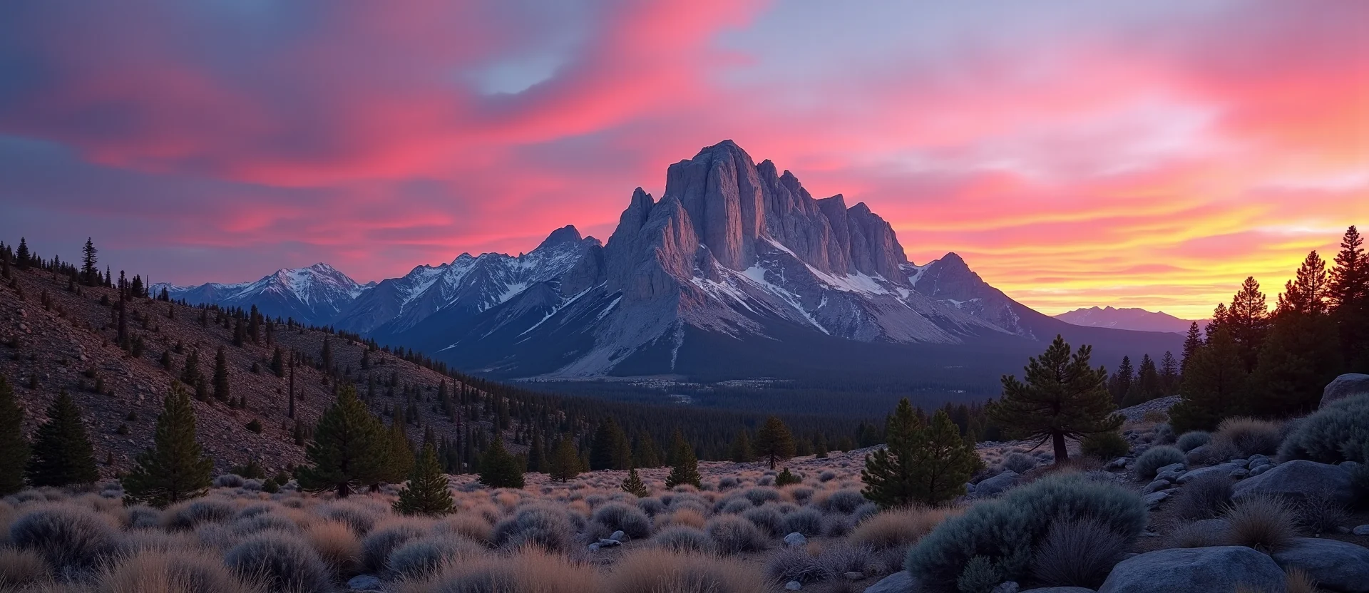 Symbolizing Stability/Peak: A local Mountain Mahogany jagged granite peak. - AI Generated