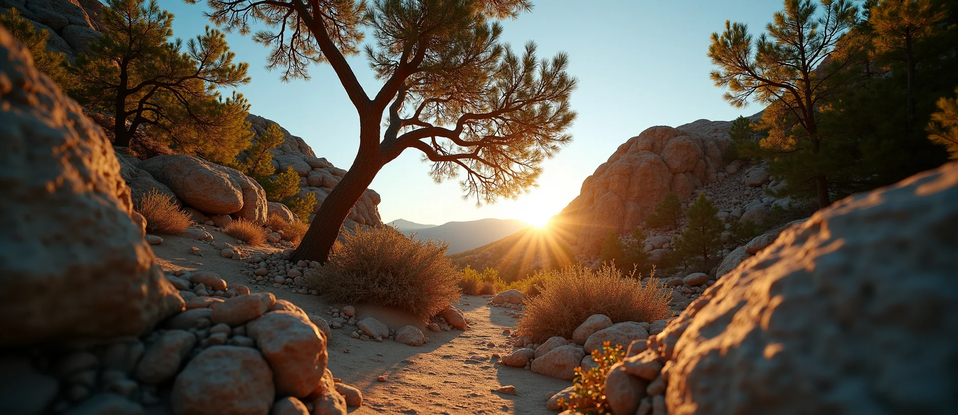 Symbolizing Growth/Resilience: A local Sierra Juniper new branch reaching for the sky. - AI Generated