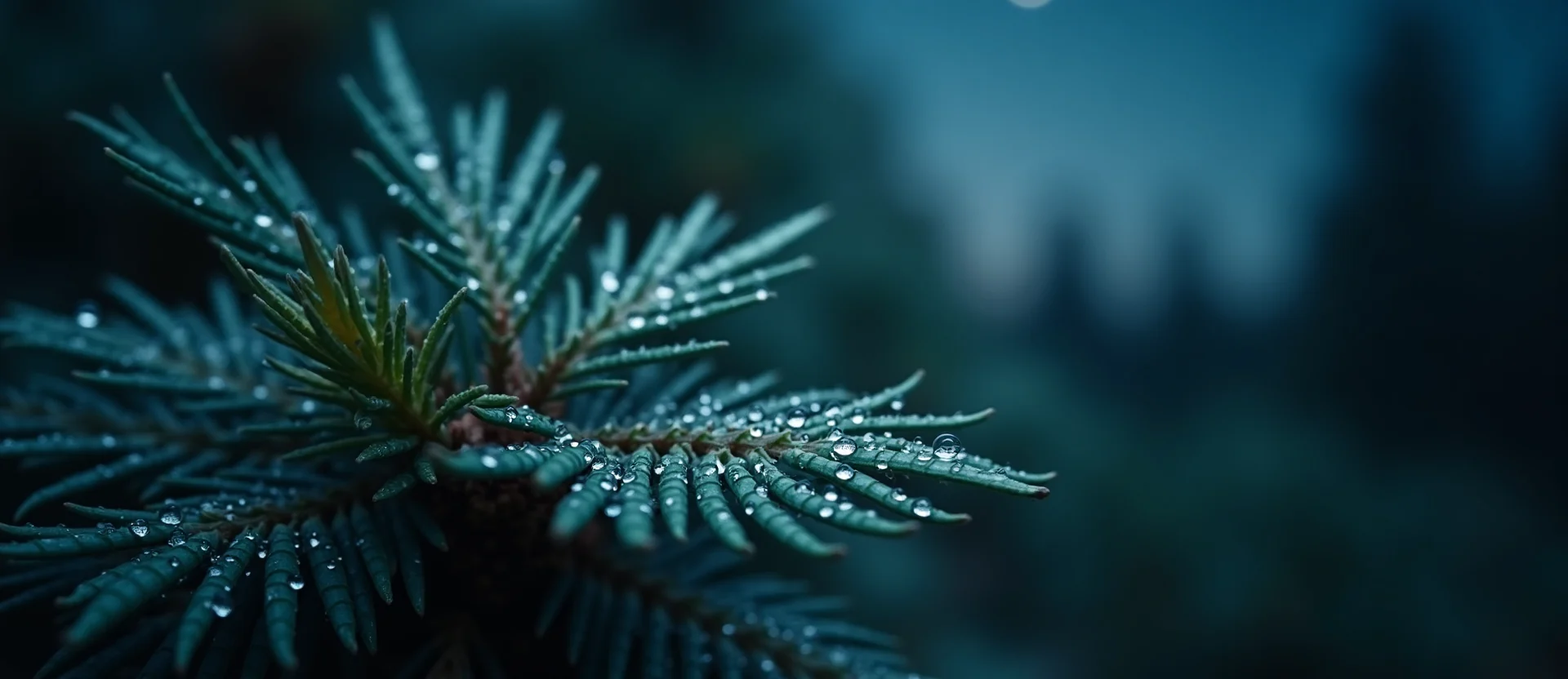 Symbolizing Flow/Cleansing: A local Ponderosa Pine raindrops on desert leaves. - AI Generated