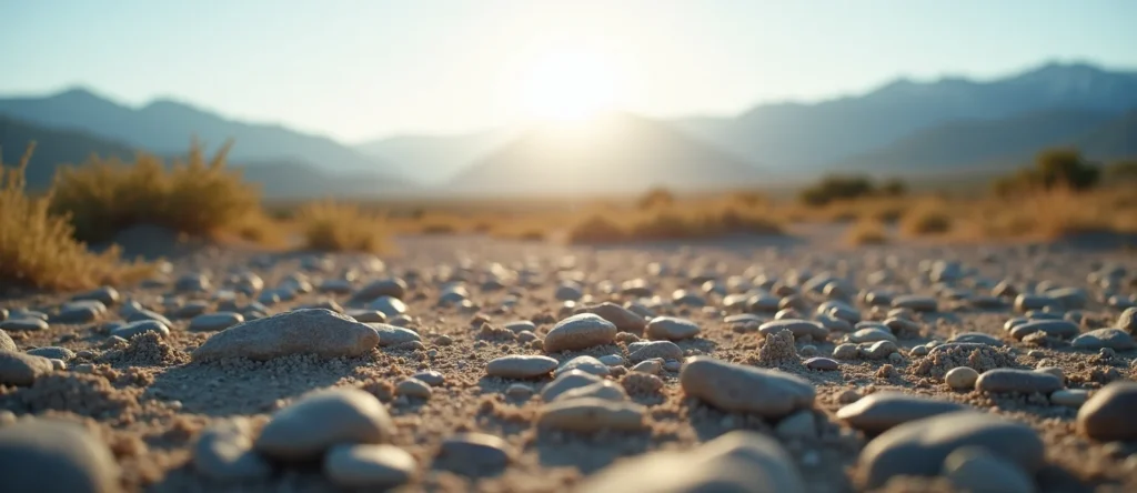 Symbolizing Stability/Peak: A local Desert Peach distant Sierra horizon. - AI Generated