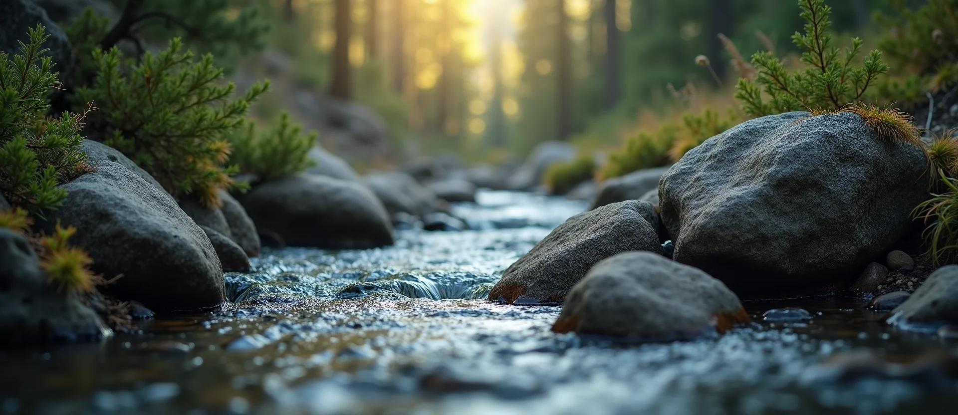 Symbolizing Flow/Cleansing: A local Sierra Juniper babbling mountain creek. - AI Generated