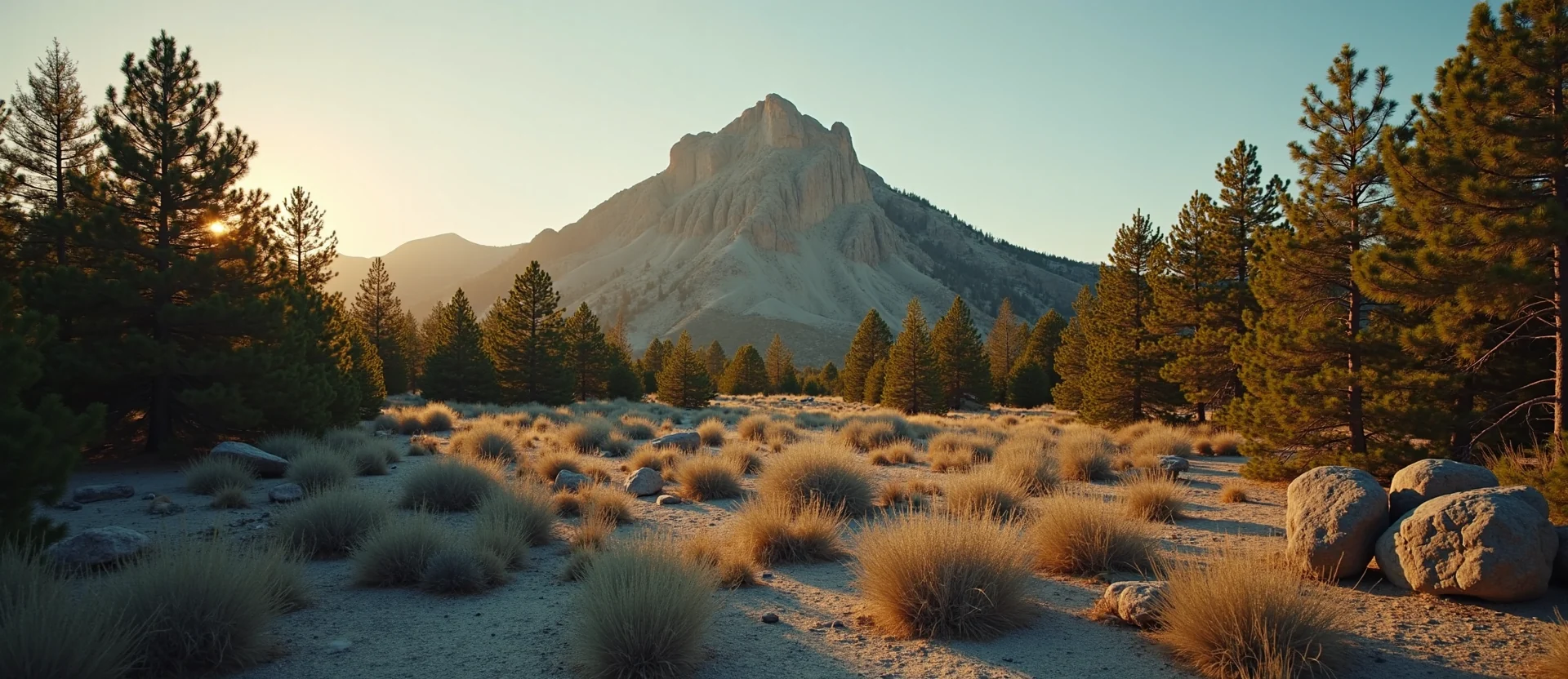 Symbolizing Stability/Peak: A local Ponderosa Pine solid mountain ridge. - AI Generated
