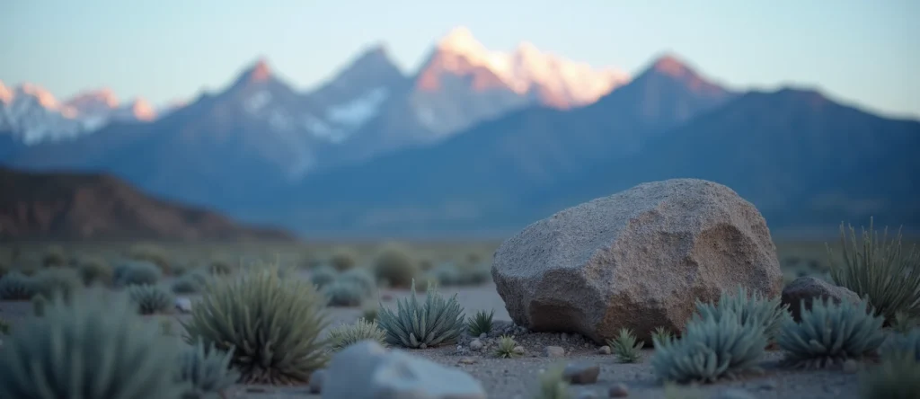 Symbolizing Stability/Peak: A local Desert Peach unshakable boulder. - AI Generated
