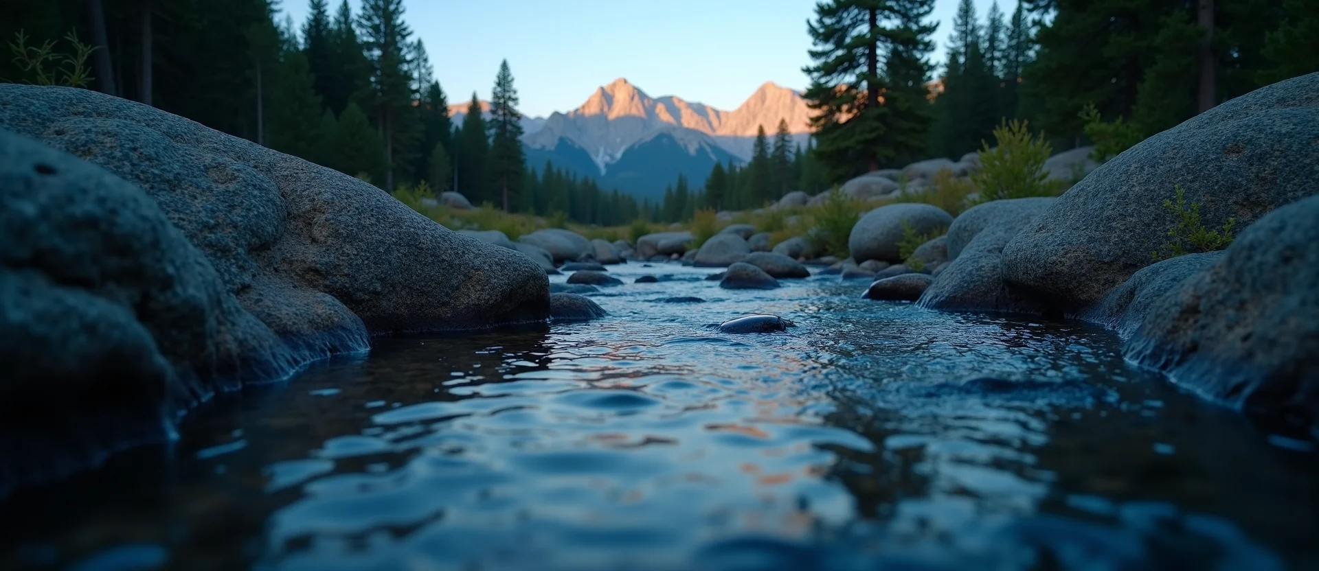 Symbolizing Flow/Cleansing: A local Ponderosa Pine clear cold snowmelt stream. - AI Generated