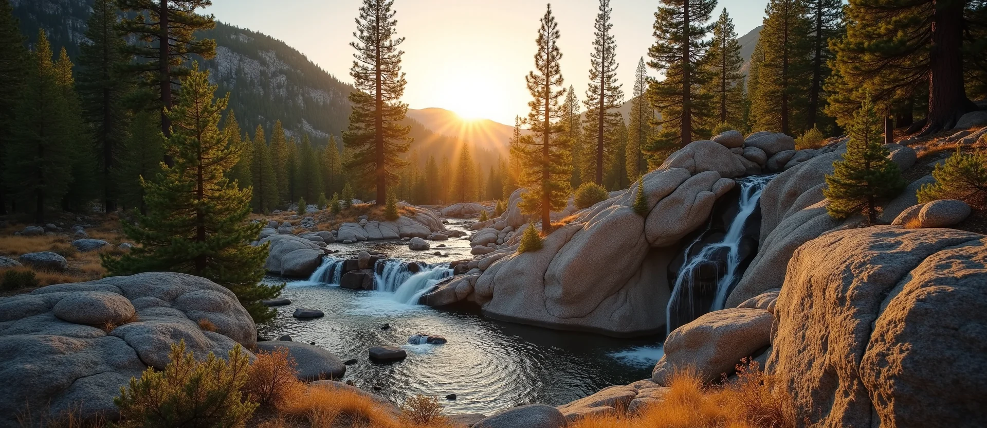 Symbolizing Flow/Cleansing: A local Ponderosa Pine hidden small waterfall. - AI Generated