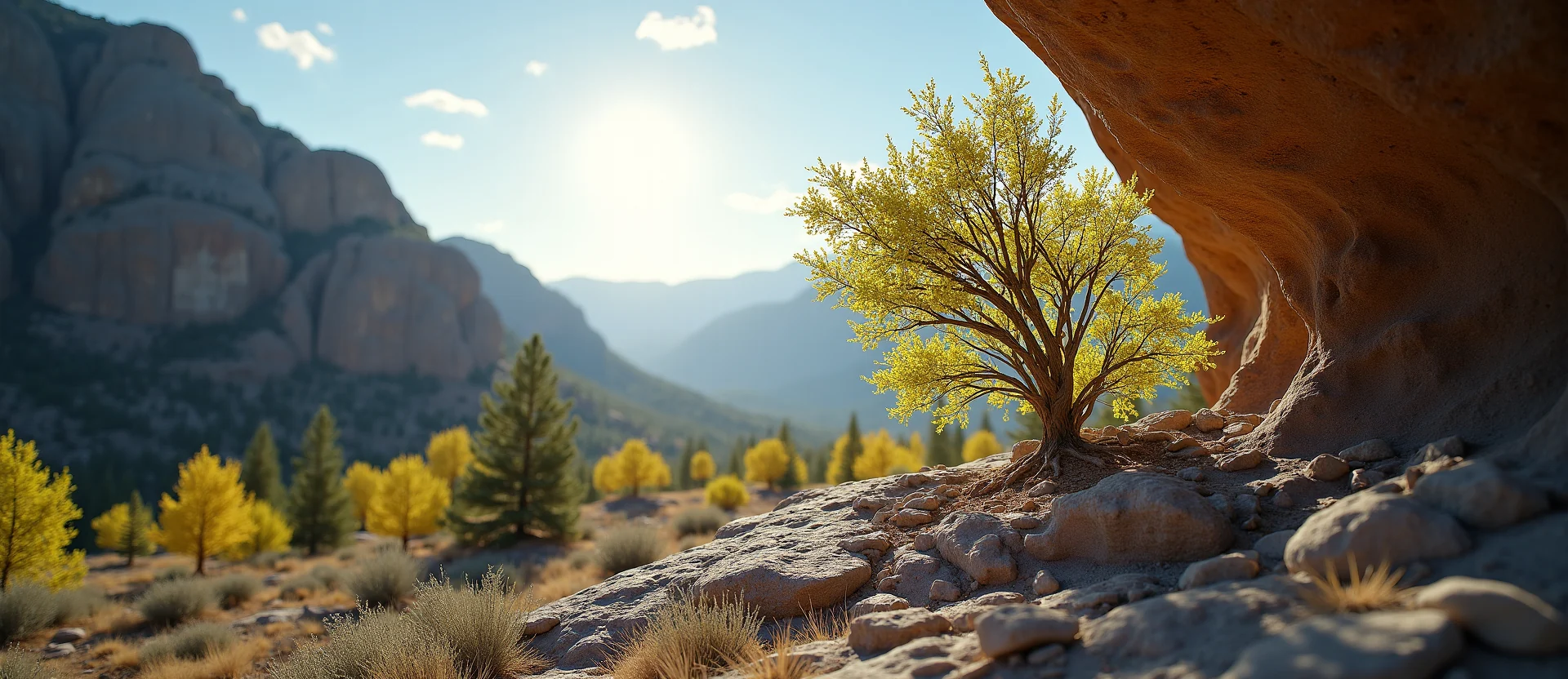 Symbolizing Growth/Resilience: A local Mountain Mahogany tree growing out of a rock cleft. - AI Generated