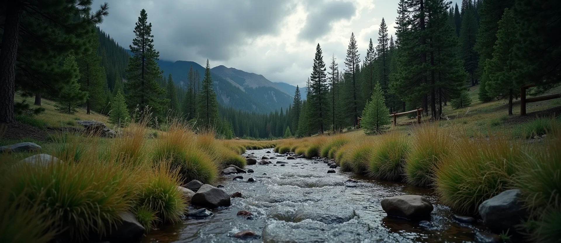 Symbolizing Flow/Cleansing: A local Ponderosa Pine babbling mountain creek. - AI Generated