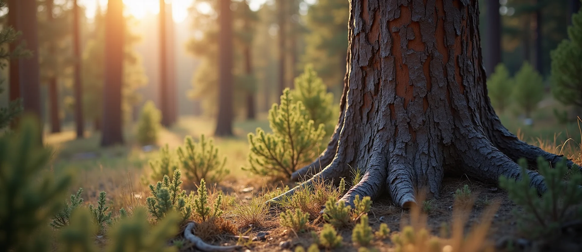 Symbolizing Growth/Resilience: A local Ponderosa Pine sturdy weathered tree trunk. - AI Generated
