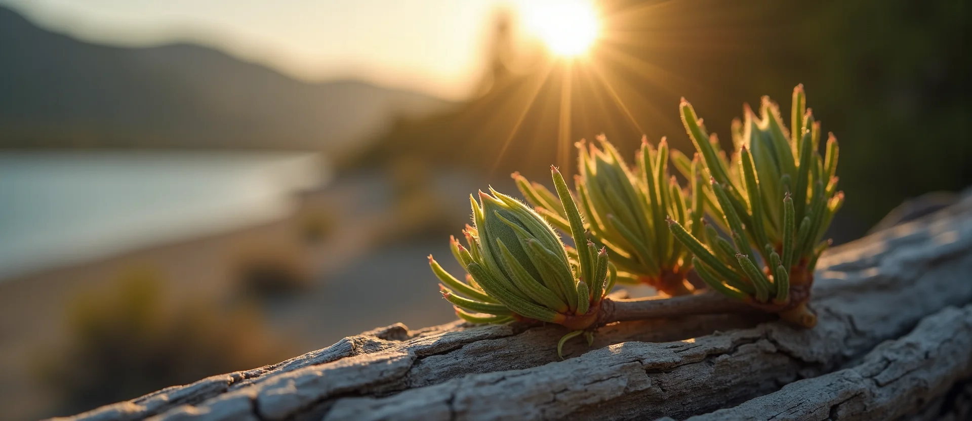 Symbolizing Seed/New Beginning: A local Sierra Juniper new green bud on a branch. - AI Generated