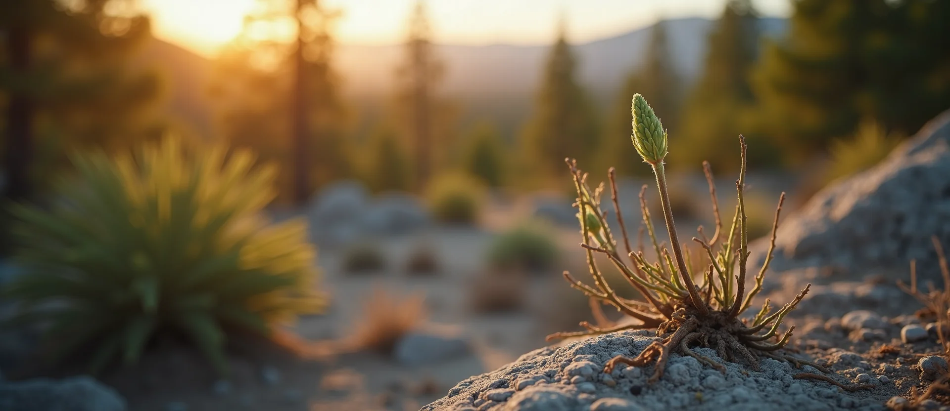 Symbolizing Seed/New Beginning: A local Ponderosa Pine new green bud on a branch. - AI Generated