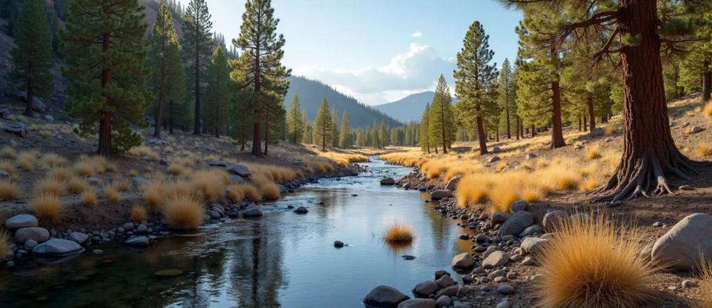 Symbolizing Flow/Cleansing: A local Ponderosa Pine clear cold snowmelt stream. - AI Generated