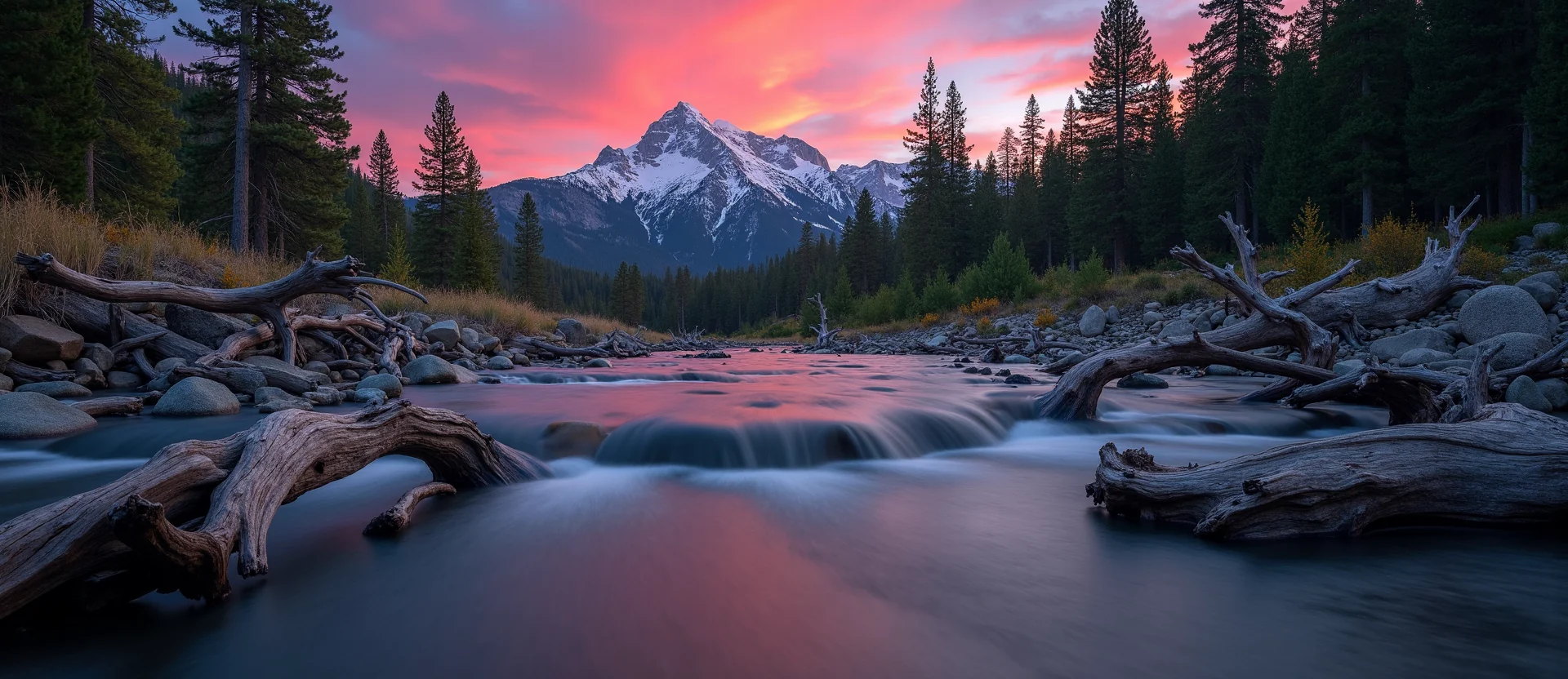 Symbolizing Flow/Cleansing: A local Ponderosa Pine hidden small waterfall. - AI Generated
