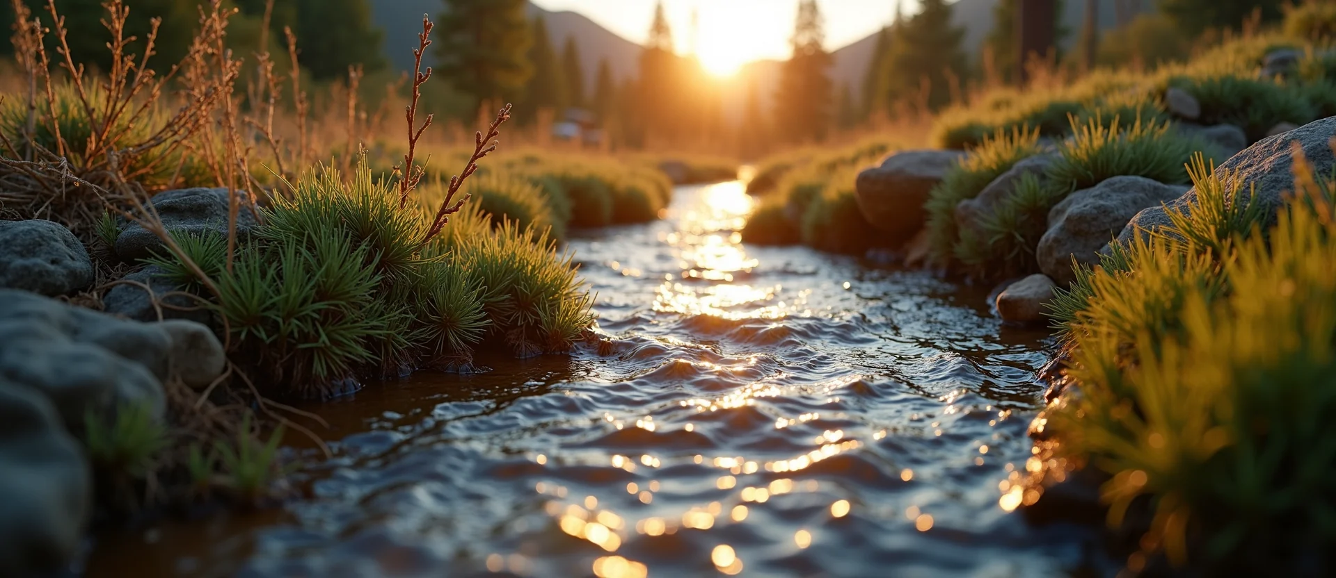 Symbolizing Flow/Cleansing: A local Sierra Juniper babbling mountain creek. - AI Generated