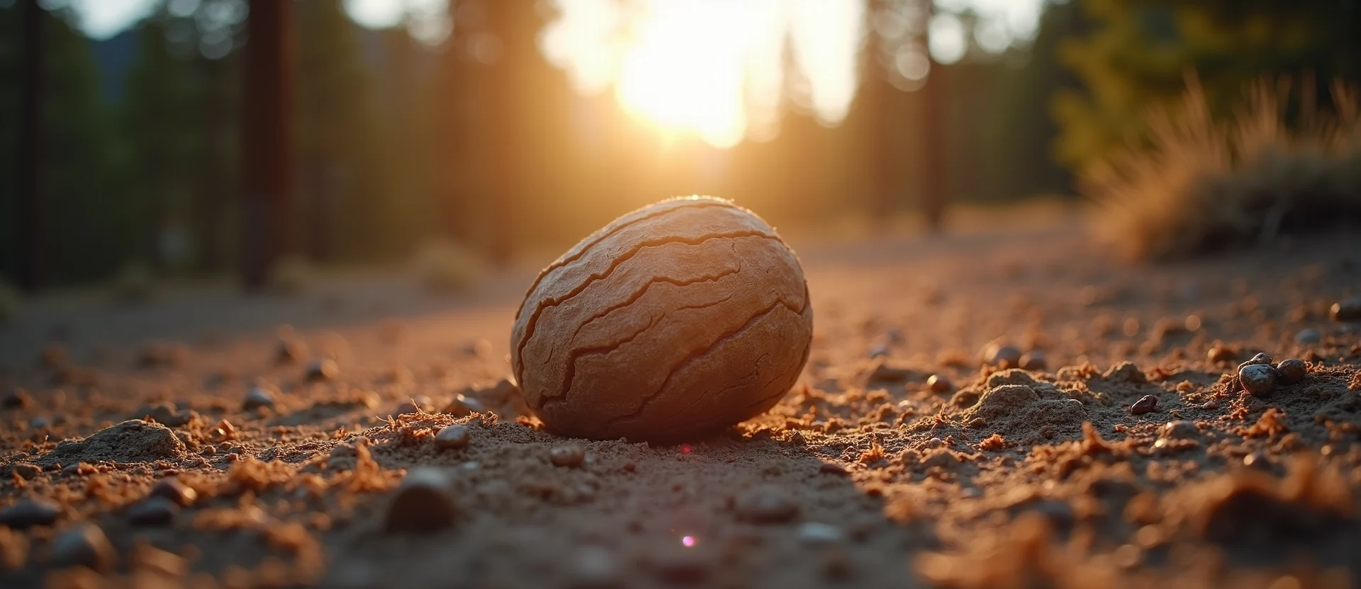 Symbolizing Seed/New Beginning: A local Quaking Aspen single pine seed on dry earth. - AI Generated