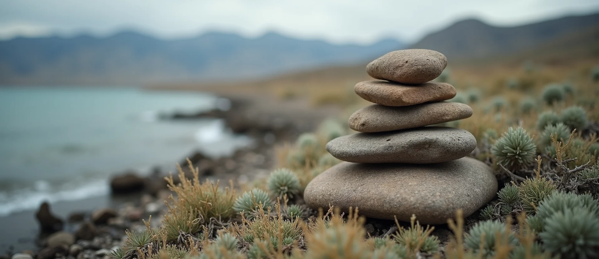 Symbolizing Stability/Peak: A local Sagebrush (Artemisia tridentata) ancient rock cairn. - AI Generated
