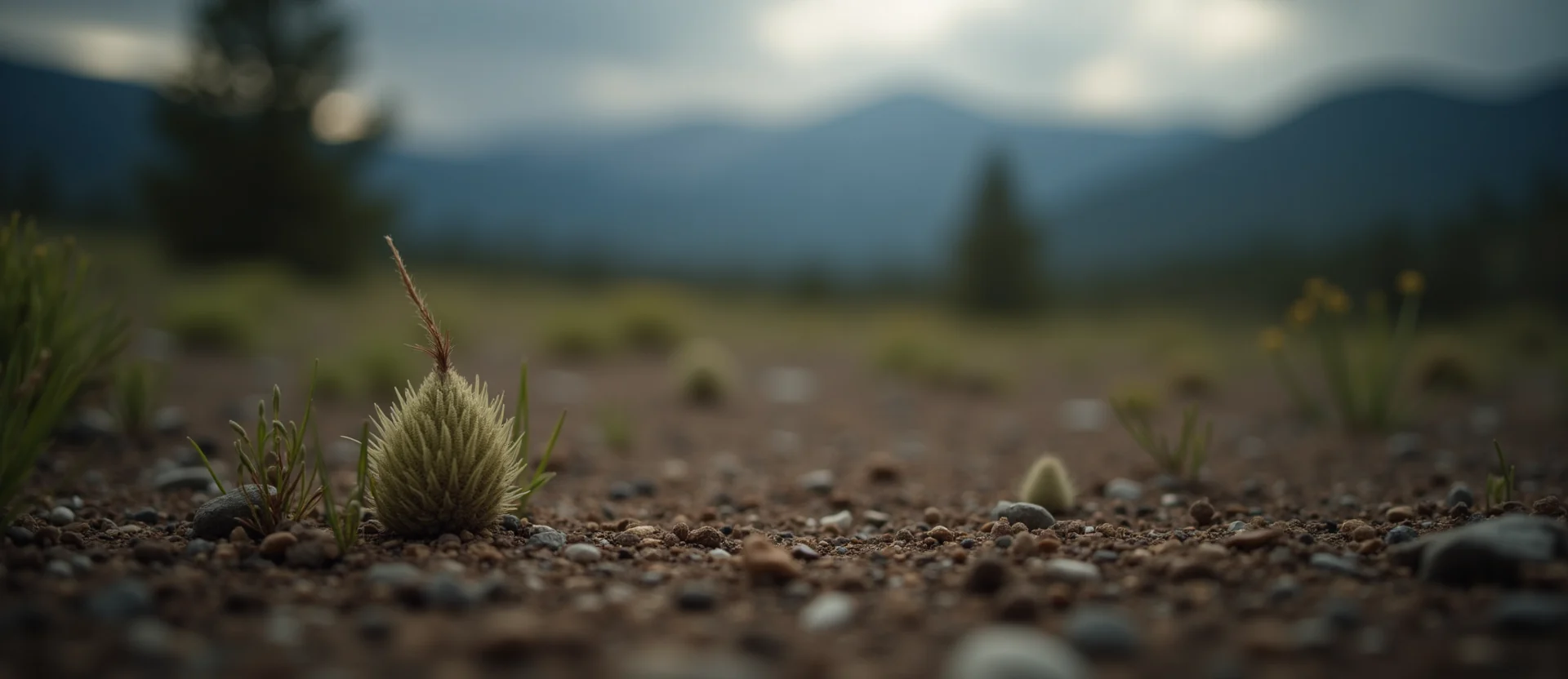 Symbolizing Seed/New Beginning: A local Rabbitbrush single pine seed on dry earth. - AI Generated
