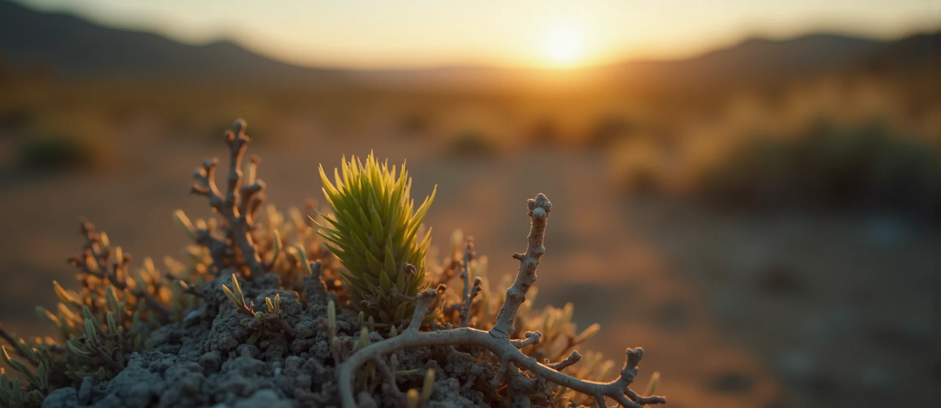 Symbolizing Seed/New Beginning: A local Bitterbrush new green bud on a branch. - AI Generated