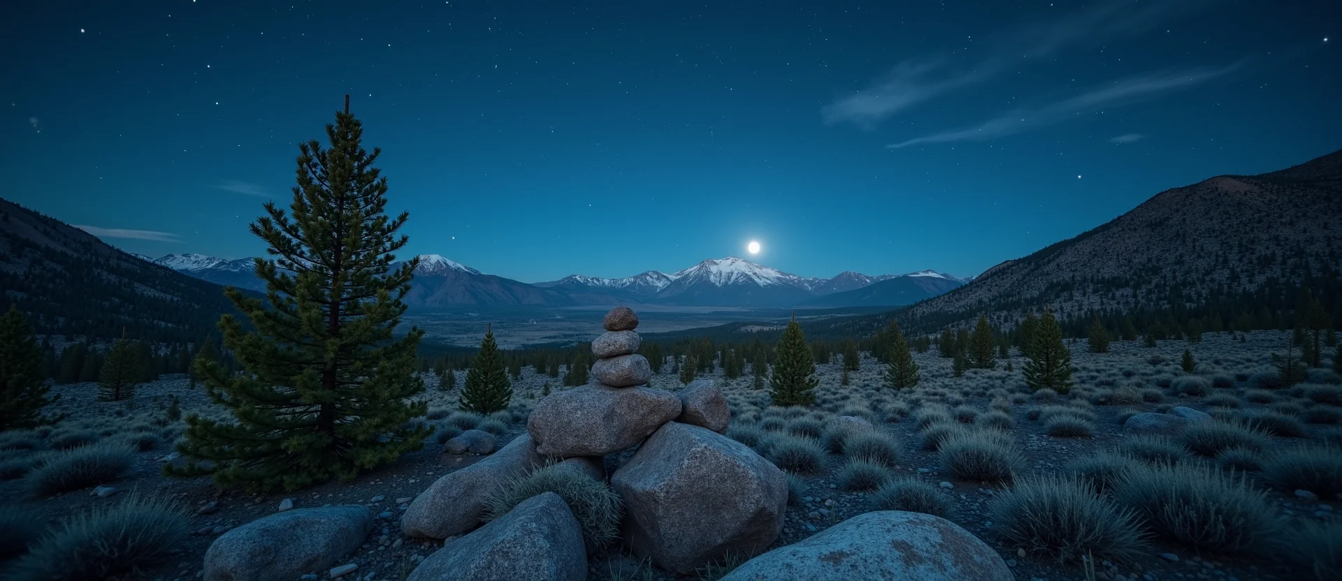 Symbolizing Stability/Peak: A local Quaking Aspen ancient rock cairn. - AI Generated